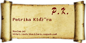 Petrika Klára névjegykártya